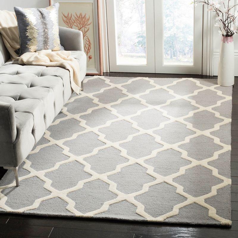 Ivory and Silver Hand-Tufted Wool Area Rug, 3' x 5'