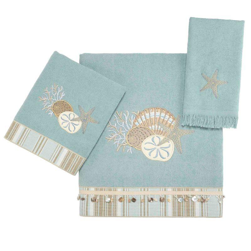 Mineral Blue Cotton Coastal Embroidered Towel Set