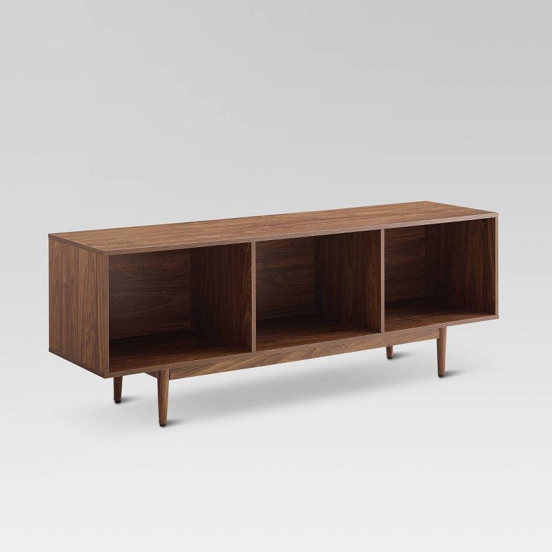 Liam Mid-Century Walnut Record Storage Console Cabinet 60"