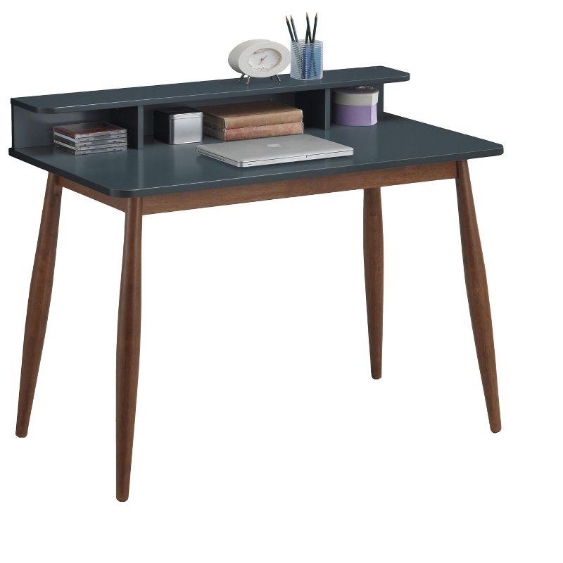 Roundhill Furniture Roskilde Storage Wood Office Desk, Gray Blue