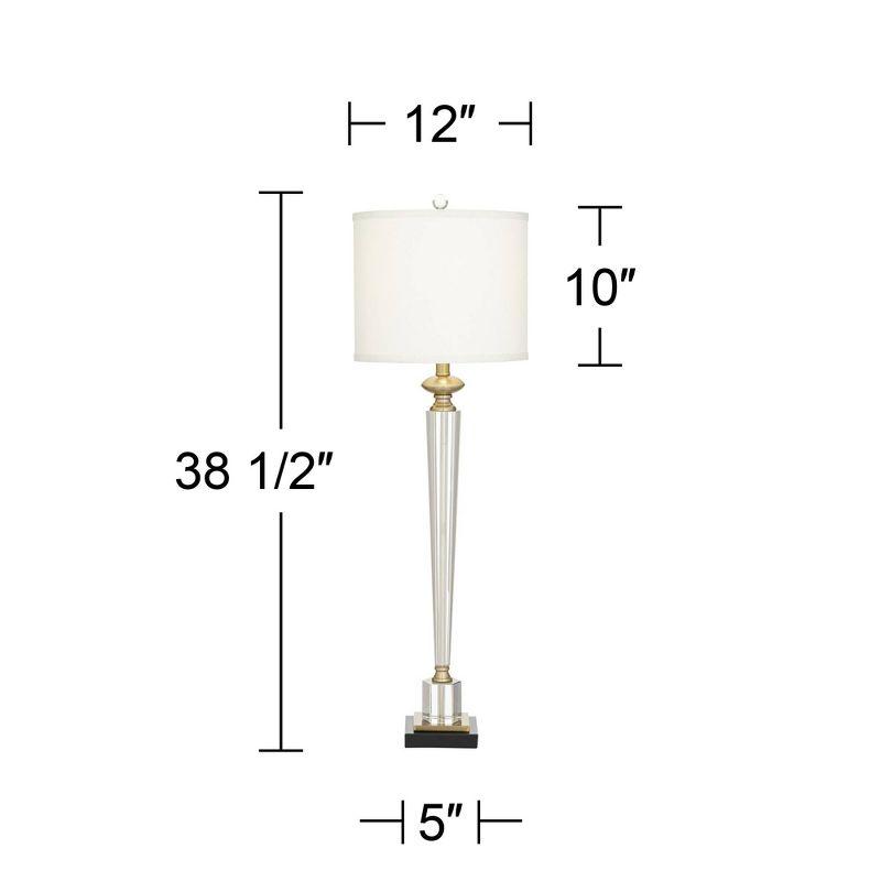 Vienna Full Spectrum Modern Table Lamps 38 1/2" Tall Set of 2 Clear Crystal Glass Hexagonal Column White Drum Shade for Bedroom Living Room Bedside