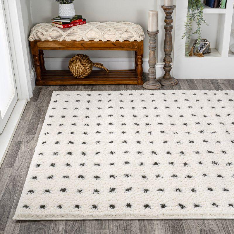 Pele Modern Geometric Dot Shag Indoor Area Rug - JONATHAN Y