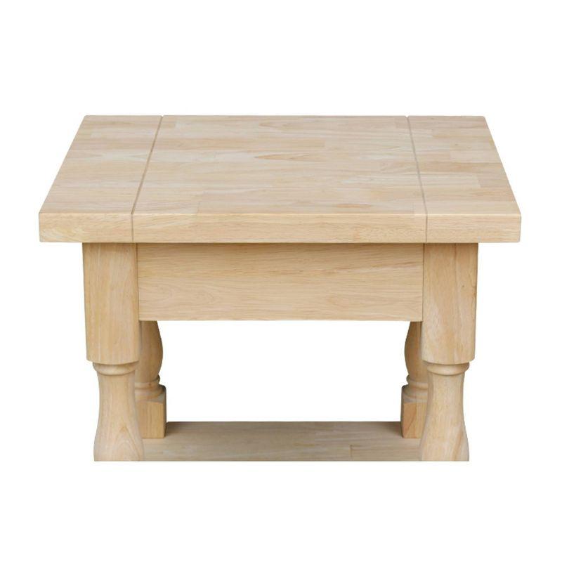 Tuscan End Table - Unfinished - International Concepts: Square Hardwood Accent Table, Spot Clean, No Tools