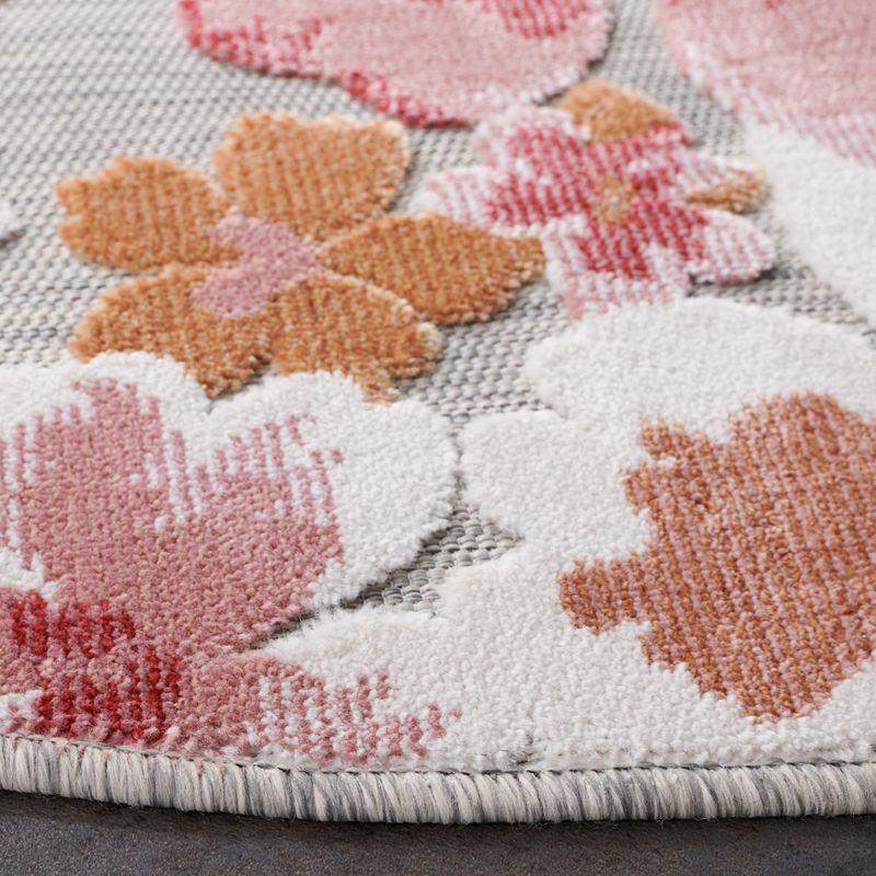 Cabana CBN488 Loomed Indoor/Outdoor Area Rug - Grey/Rose - 6'5"x6'5" Round - Safavieh