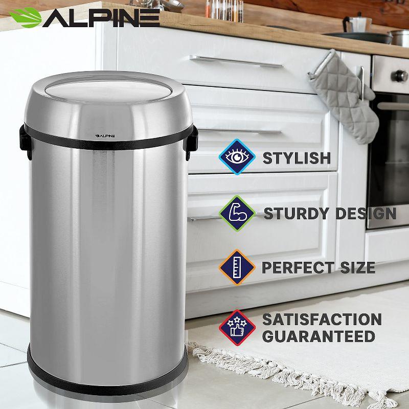 Stainless Steel Swing Top Trash Can - 17 Gallons