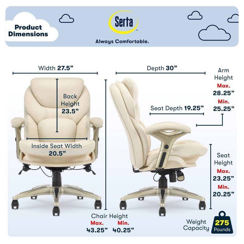 Work Executive Office Chair Ivory - Serta : Ergonomic Pneumatic Height Adjustment, Lumbar Support