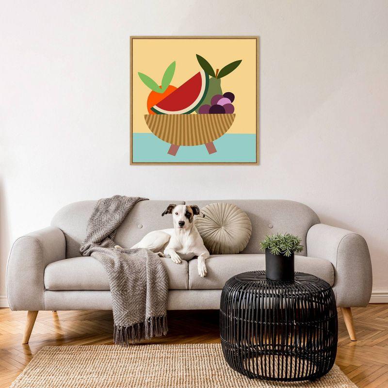 Regina Morre 30"x30" Colorful Geometric Fruit Bowl Framed Canvas Wall Art