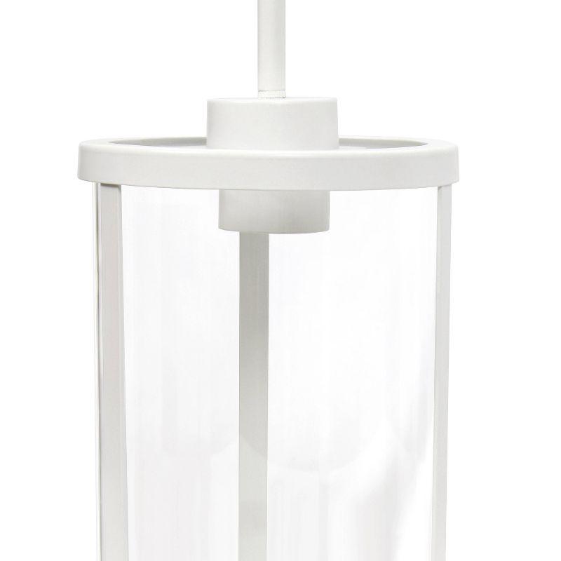 1-Light 9.25" Modern Farmhouse Adjustable Hanging Cylindrical Clear Glass Pendant Fixture with Metal Accent White - Lalia Home: UL Listed