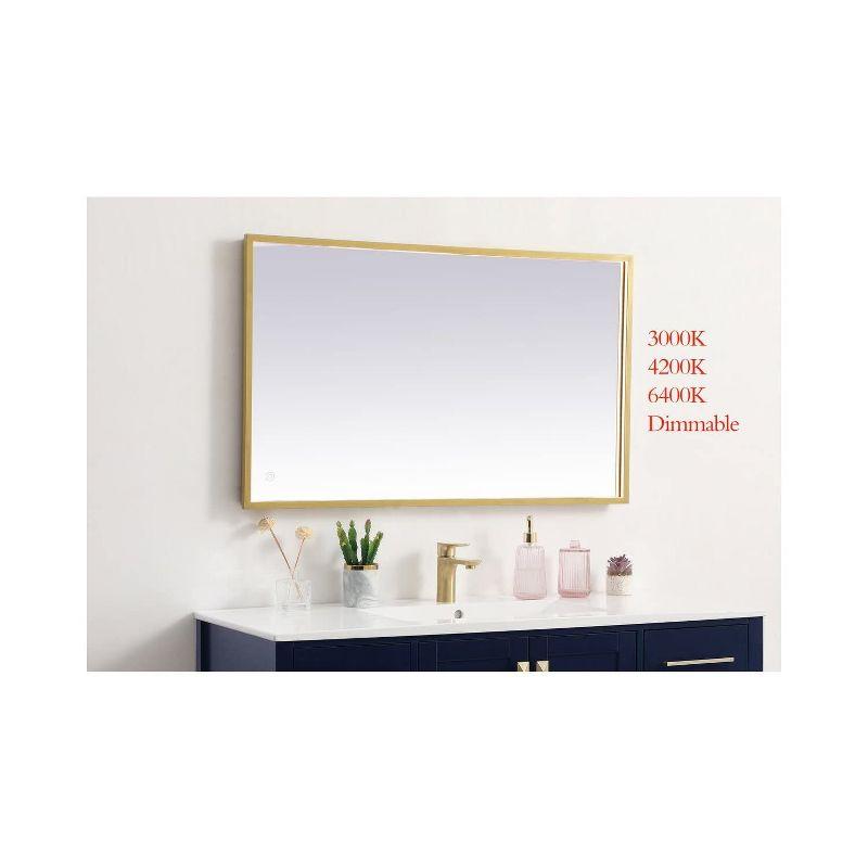 Elegant Lighting Pier 24x30 inch LED Mirror with Adjustable Color Temperature 3000K/4200K/6400K in Brass