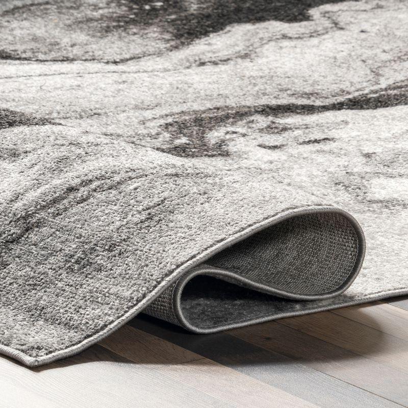 Modern Abstract Elegance 4' x 6' Gray Synthetic Area Rug