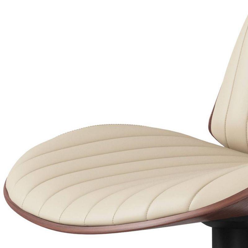 Simpli Home Goulding Adjustable Swivel Upholstered Mid-Century Modern Bar Stool with Hydraulic Lift and Footrest