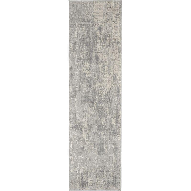 Ivory & Silver Hand-Knotted Synthetic 2'2" x 7'6" Runner Rug