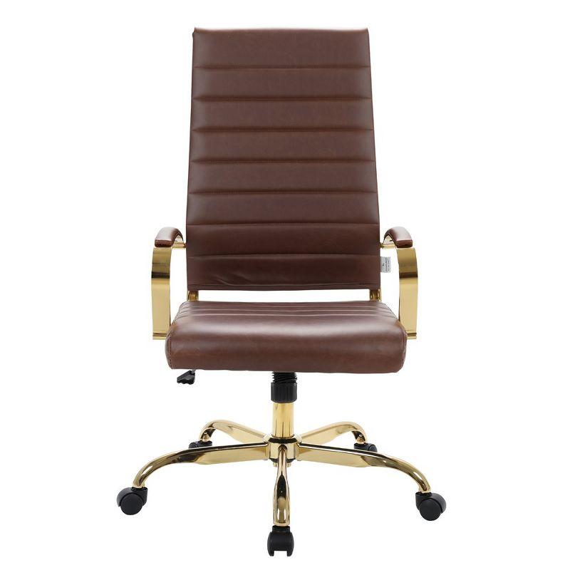 Everly Quinn Humairaa Benmar Leather Office Chair in Gold Base