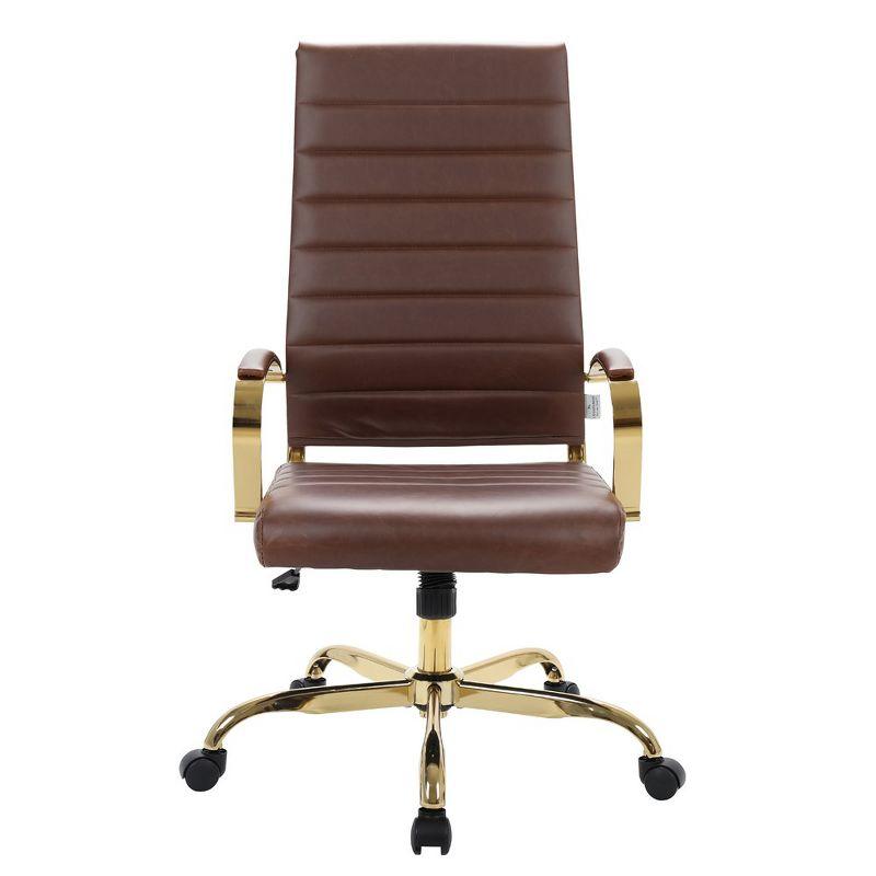 LeisureMod Benmar High-Back Office Conference Chair Upholstered in Leather with Swivel and Tilt