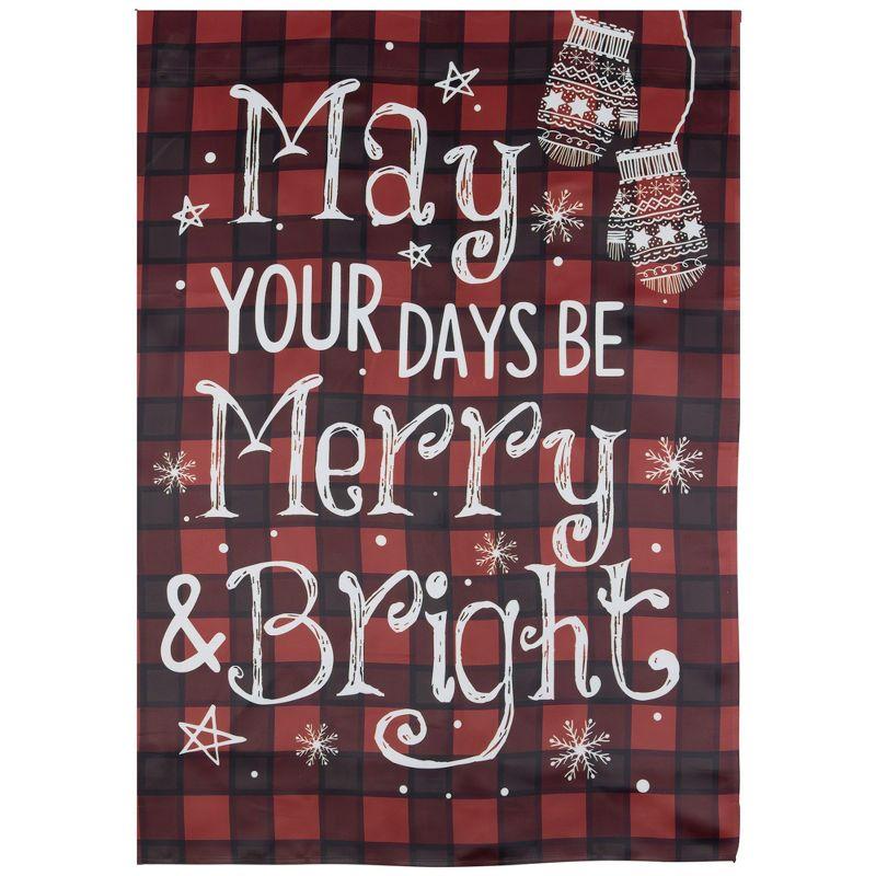 Northlight Red Buffalo Plaid Merry and Bright Christmas House Flag 28" x 40"