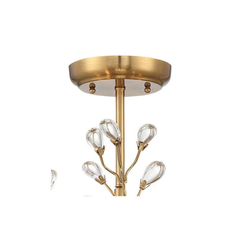 Vienna Full Spectrum Brielle Modern Ceiling Light Semi Flush Mount Fixture 18 1/2" Wide Brass Vine Leaf 4-Light Clear Crystal Glass for Bedroom House