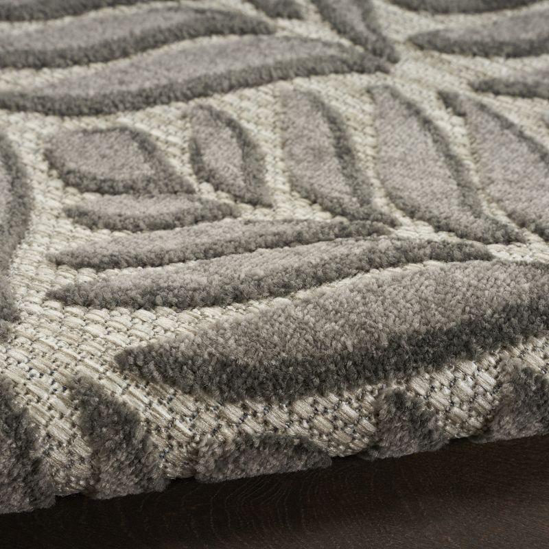 Nourison Aloha Tropical Palm Flatweave High-Low Indoor Outdoor Area Rug Charcoal 2'8" x 4'