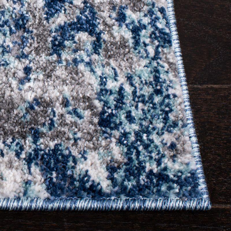 Abstract Energy 6'7" Square Blue and Grey Synthetic Area Rug