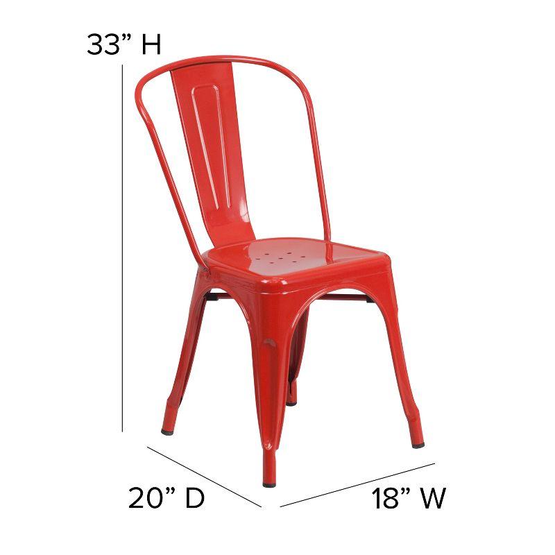 Emma Red Metal Indoor-Outdoor Stackable Dining Chair