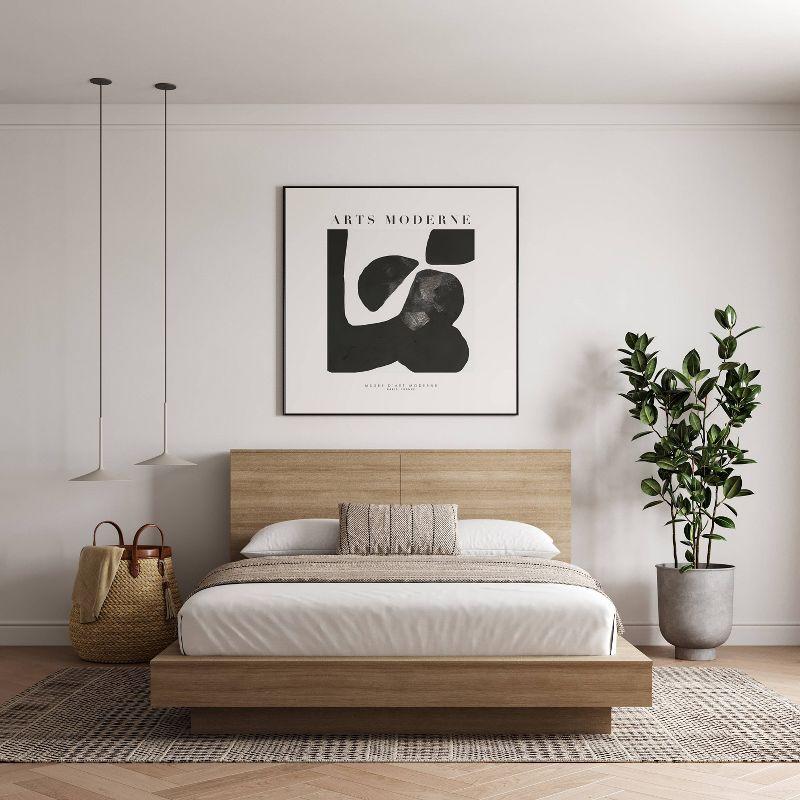 Nexera Queen Marconi Platform Bed Set Brown Oak: Modern Style, Wood Composite, Storage Headboard