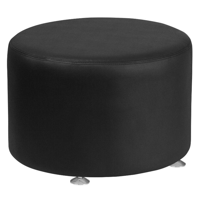 Black LeatherSoft 24'' Round Ottoman with Low Profile Design