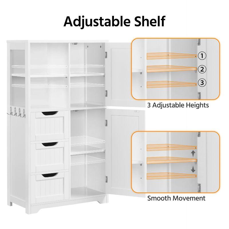 Yaheetech 42" Bathroom Storage Cabinet Floor Cabinet with 3 Drawers, White