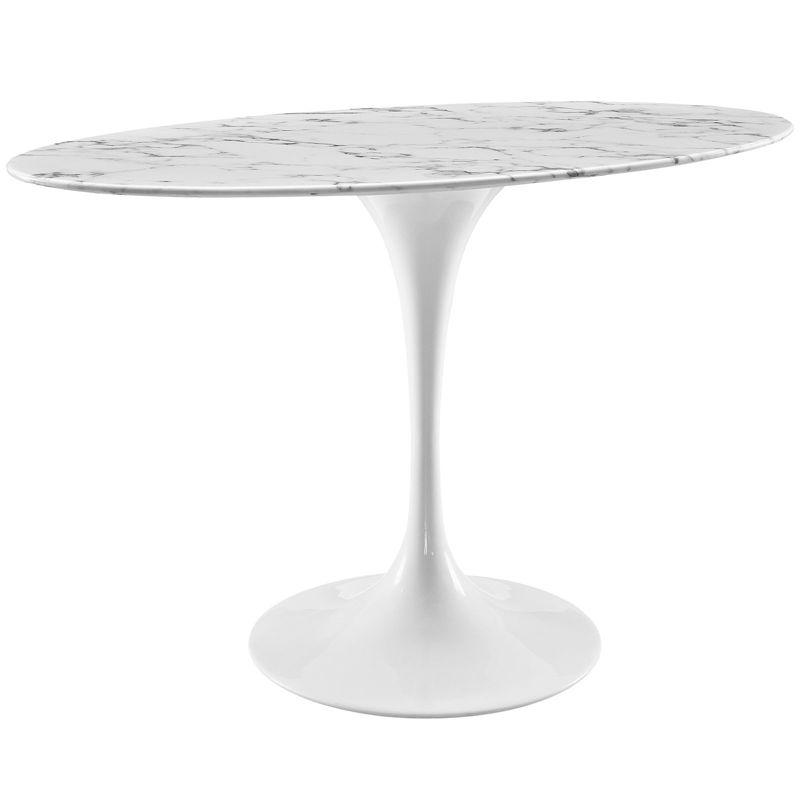 Modway 48" Lippa Oval Artificial Marble Dining Table White: Faux Surface, Pedestal Base, Seats 4