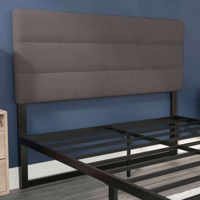 Flash Furniture Paxton Queen Channel Stitched Fabric Upholstered Headboard, Adjustable Height from  44.5" to 57.25" - Gray