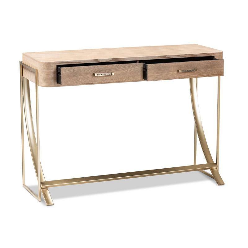 Lafoy Natural Finished Wood and Finished 2 Drawer Console Table Brown - Baxton Studio