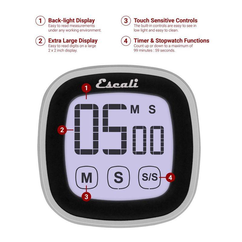 Escali Touch Screen Digital Timer, Black