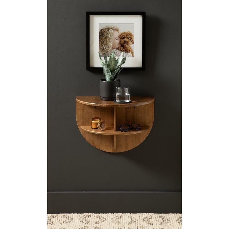 Kate and Laurel Jalla Half Circle Wood Floating Side Table, 18x14, Rustic Brown