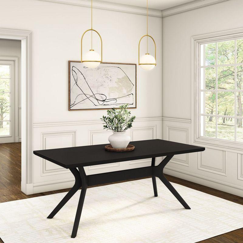 Plank+Beam 72" Verso Rectangular Dining Table for 6, Solid Wood Cross Leg Kitchen Table, Black