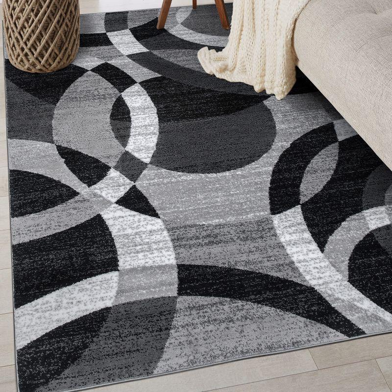 Geometric Circles Dark Grey 5' x 7' Area Rug