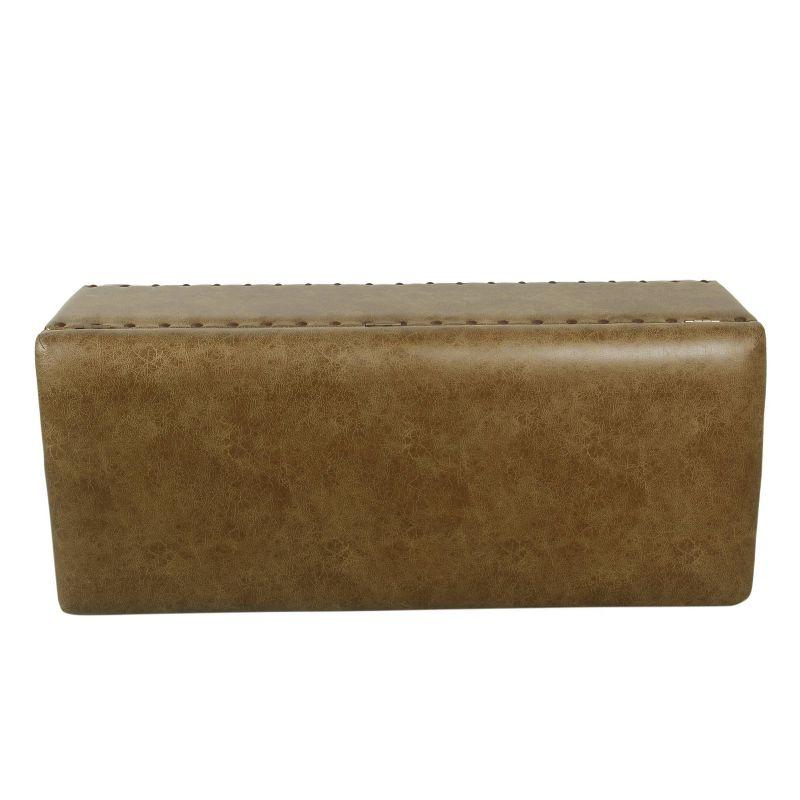 Large Storage Bench with Nailhead Trim Faux Leather Brown - HomePop: Bedroom Accent Furniture, Seating & Coffee Table