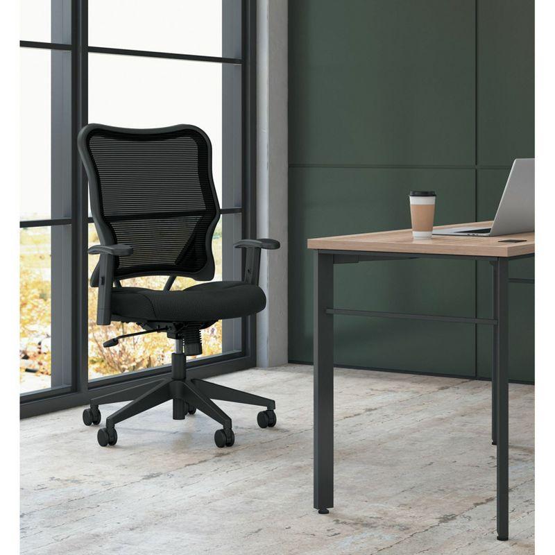 ErgoComfort High-Back Black Mesh Swivel Task Chair with Adjustable Arms