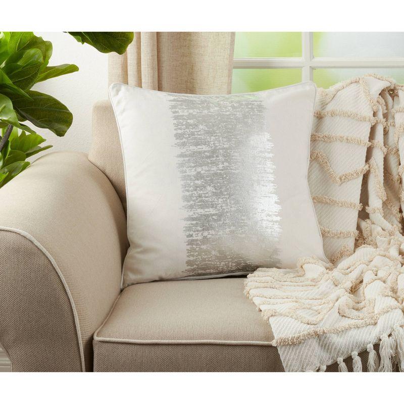 Oversize Down Filled Metallic Banded Design Throw Pillow - Saro Lifestyle