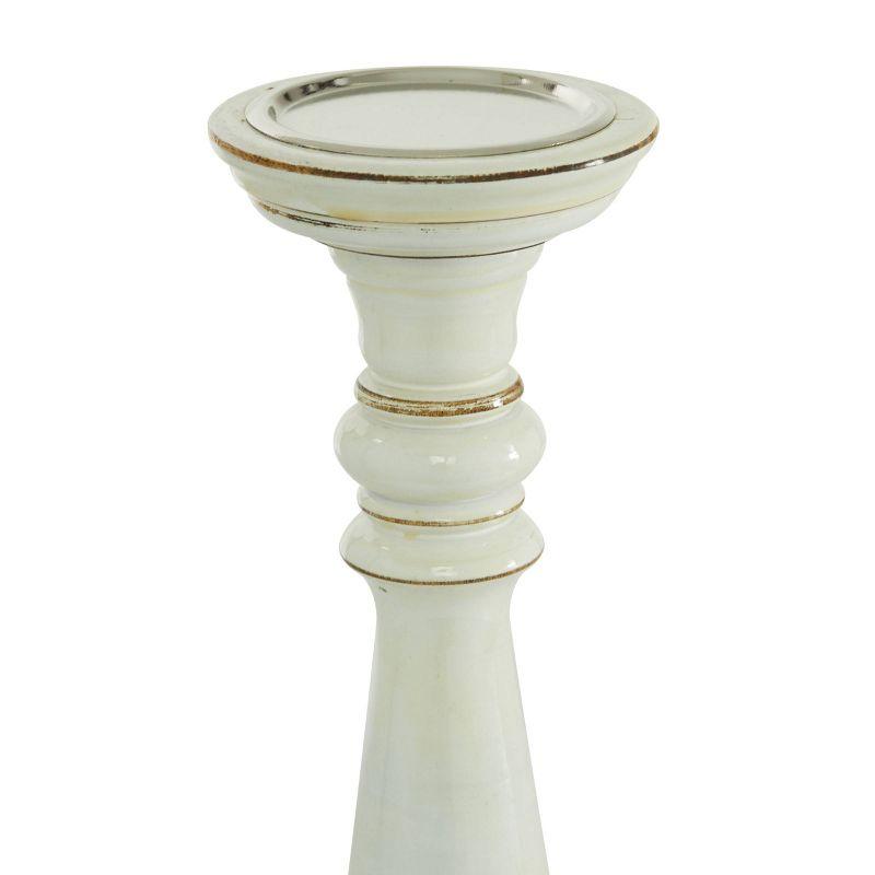 Elegant White Mango Wood Candlestick Trio - 17.9" Set