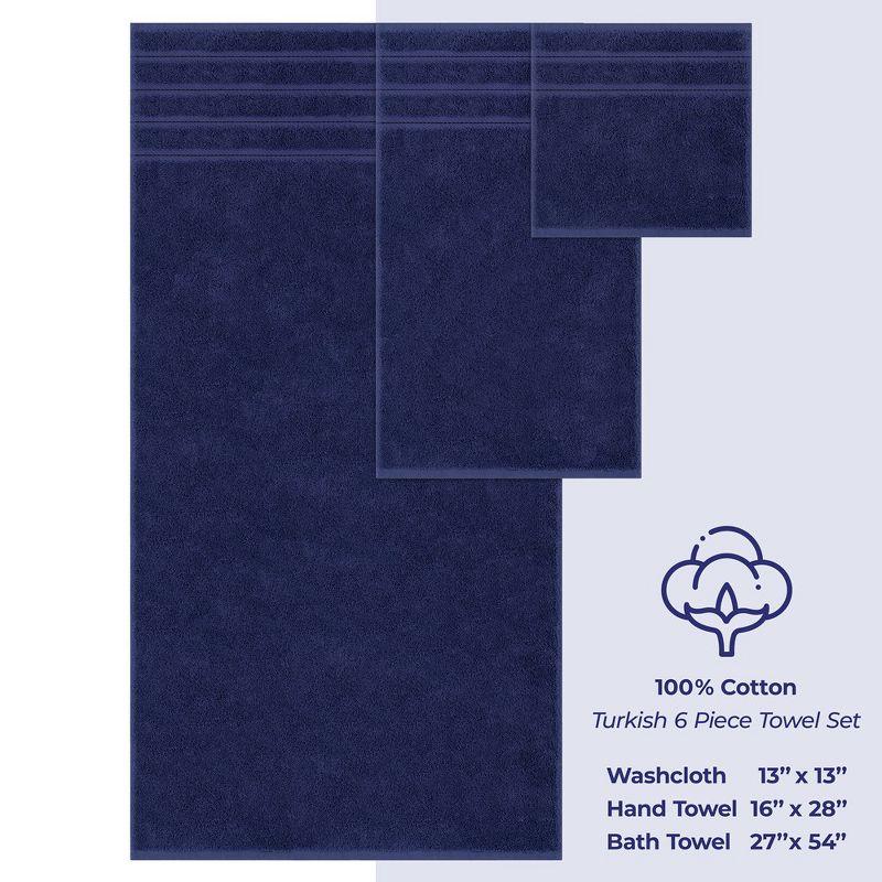American Soft Linen 6 Piece Towel Set, 100% Cotton Bath Towels for Bathroom, Navy Blue
