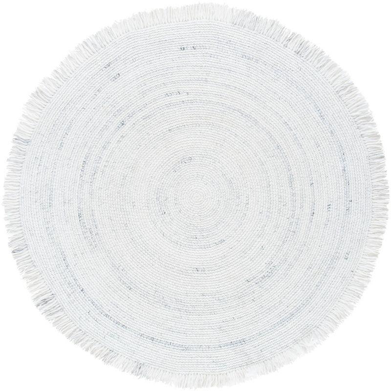 59" Gray Synthetic Round Braided Handmade Washable Rug