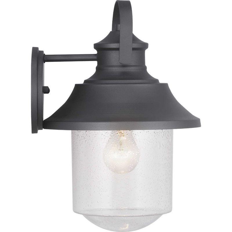 Progress Lighting Weldon 1-Light Outdoor Wall Lantern in Black with Clear Seeded Glass Shade