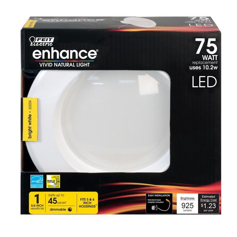 Feit Electric Enhance Bright White 5-6 in. W LED Dimmable Recessed Downlight 10.2 W