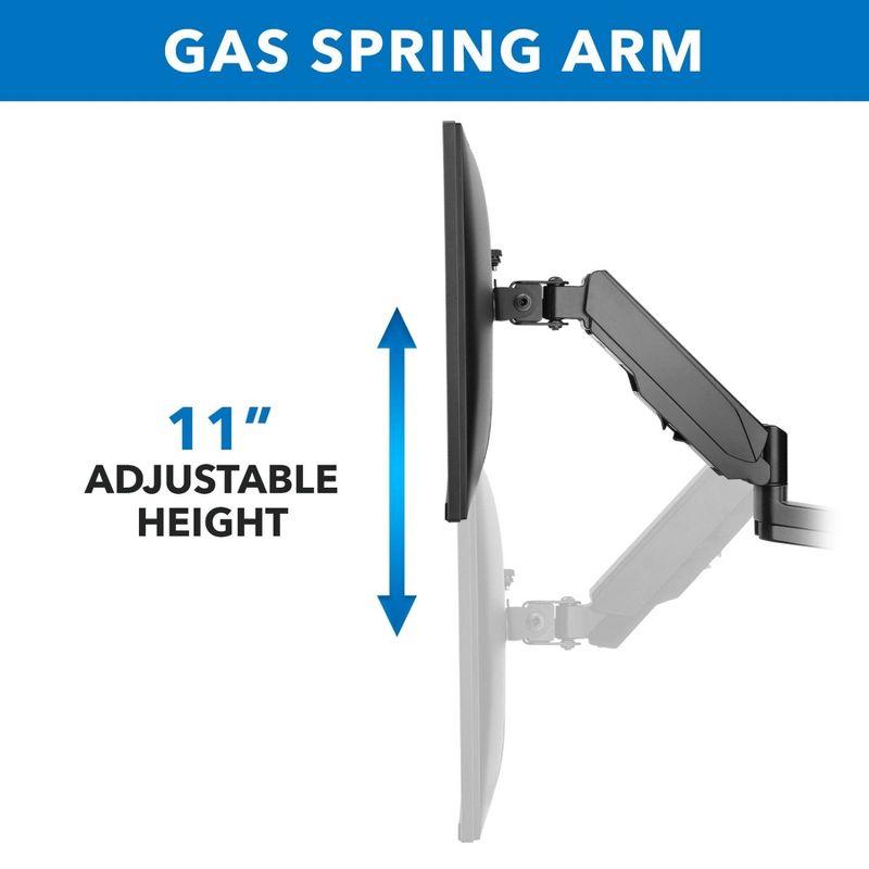 Mount-It! Single Monitor Wall Mount Arm | Height Adjustable Computer Bracket with Full Motion Gas Spring Arms | VESA 75 and 100 | Black