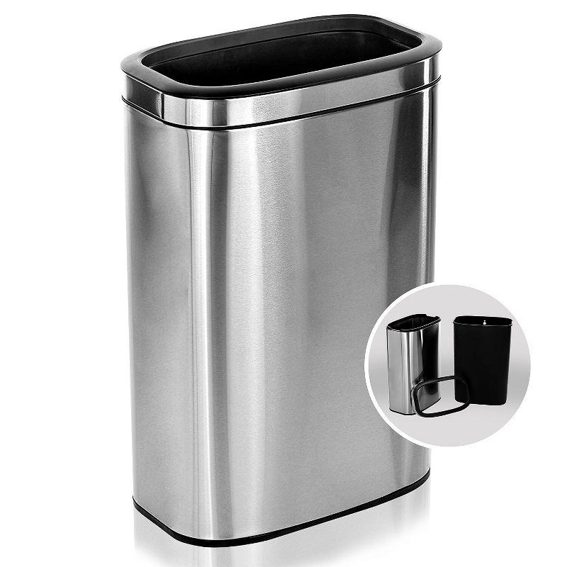 Stainless Steel Open Top Kitchen Office Indoor Trash Can with Liner