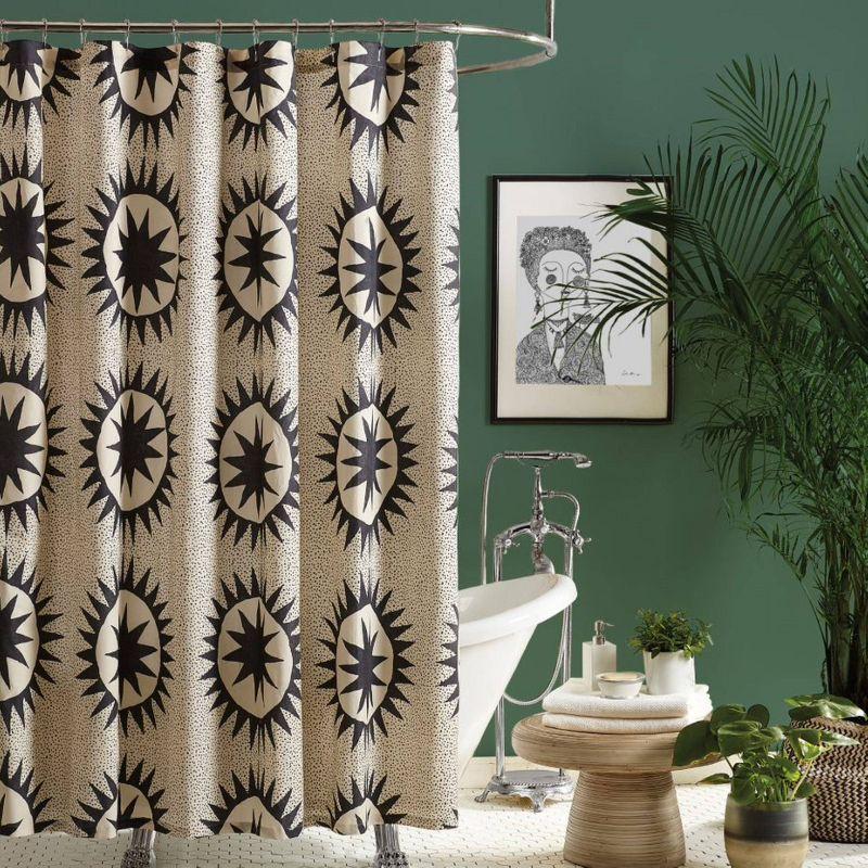 Soleil Geometric Cotton Shower Curtain