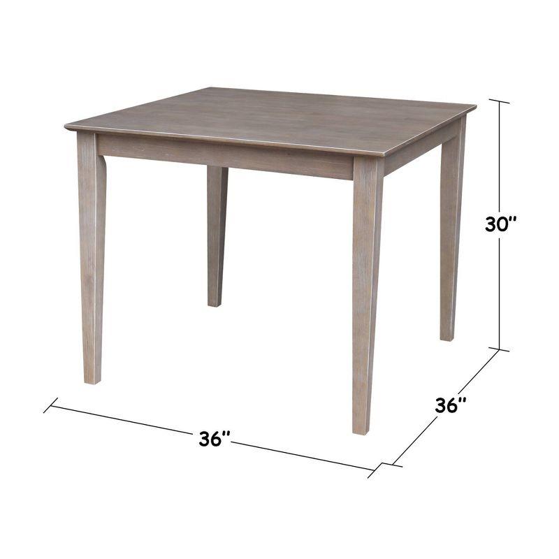 Elegant Weathered Gray Solid Wood 36" Square Dining Table