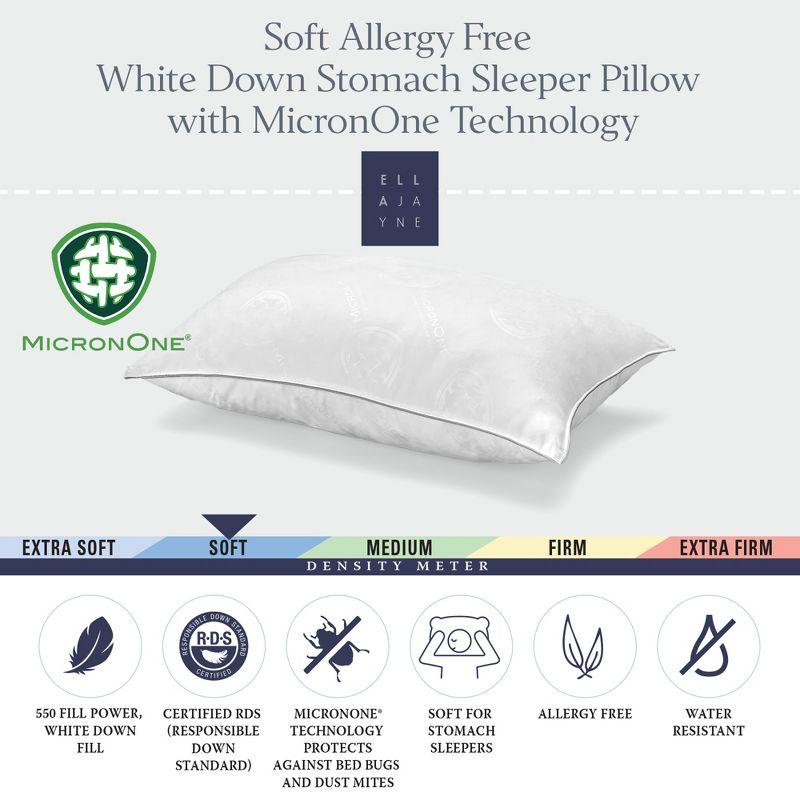 Queen White Hypoallergenic Down Pillow with MicronOne Shell