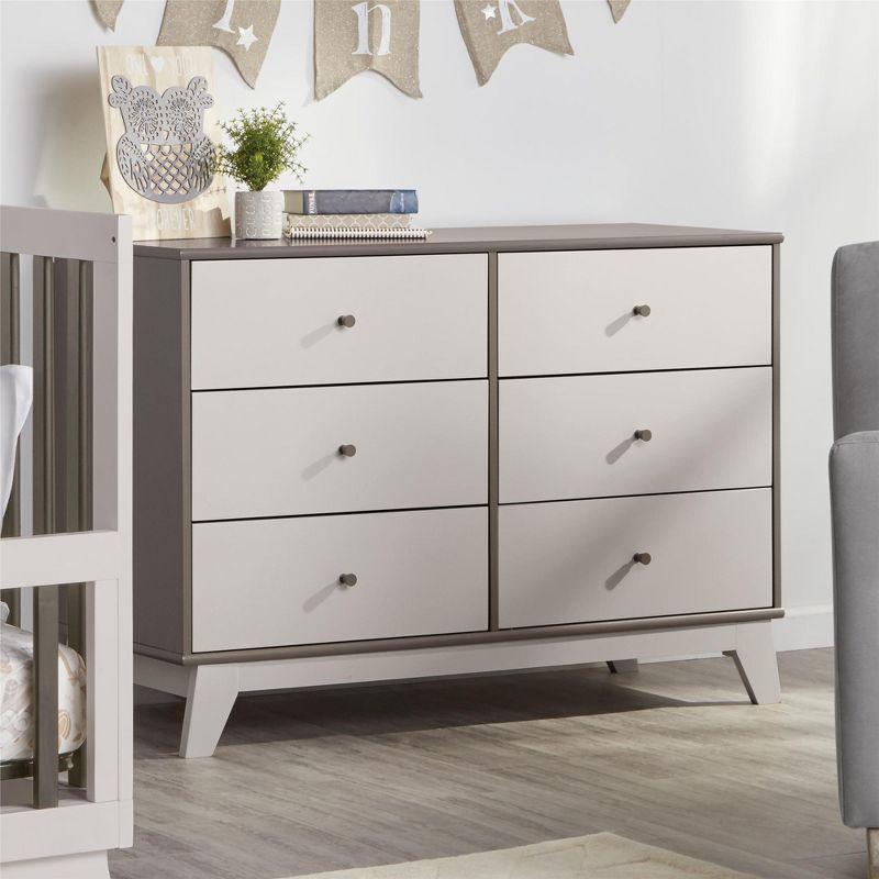 Gray Double Nursery Dresser with Soft Close Drawers