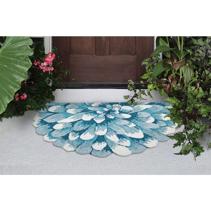Liora Manne Transitional Rugs Frontporch Mum Indoor/Outdoor Rug Aqua 2'6" X 4'