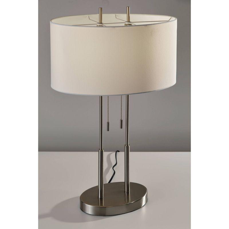Duet Table Lamp Silver - Adesso: Modern Accent Lighting, Polyester Shade, Metal Body, ETL Listed