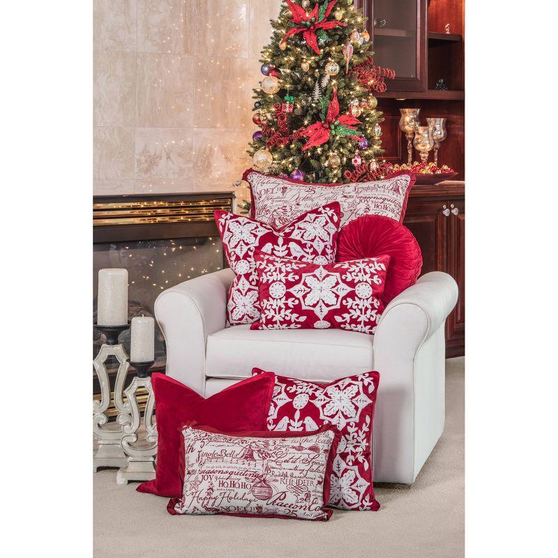 18.5"x18.5" Indoor Christmas Snowflakes and Berries Pillow Red Square 18-inch Throw Pillow  - Pillow Perfect